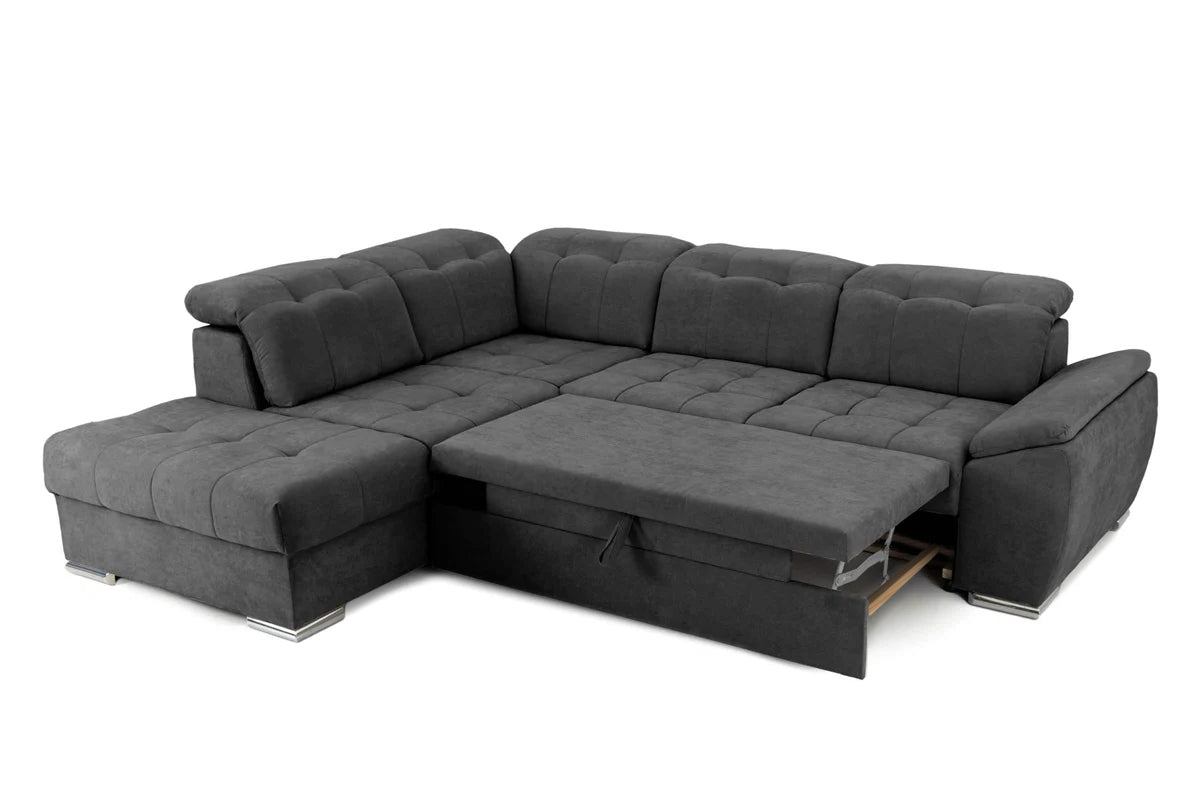 Colțar Extensibil ENZO, cu tetiere, variante stânga/dreapta, 255x220x100 cm Prestige Home