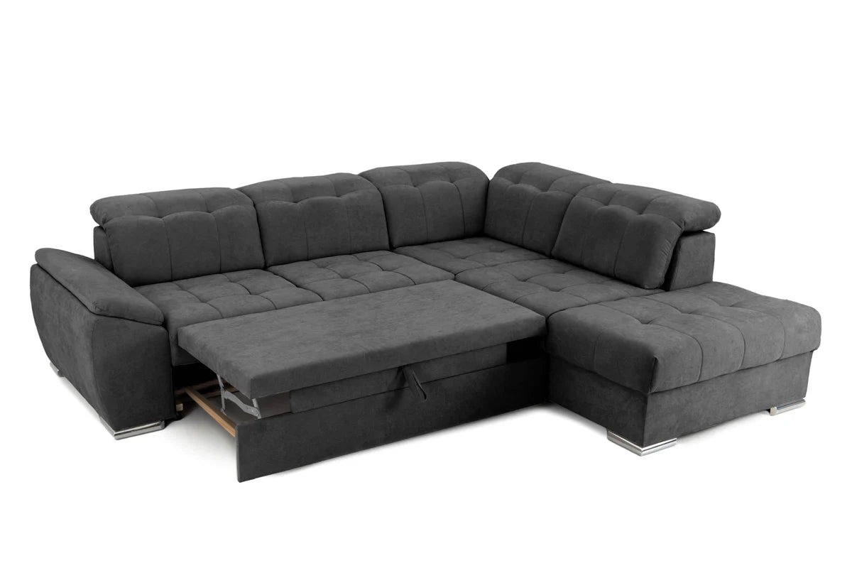 Colțar Extensibil ENZO, cu tetiere, variante stânga/dreapta, 255x220x100 cm Prestige Home