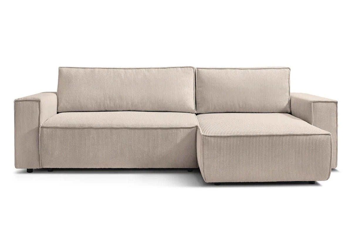 Colțar Extensibil CLOUD, cu ladă de depozitare, șezlong interschimbabil, 275x145x85 cm Bej-Zoom Dreapta Prestige Home