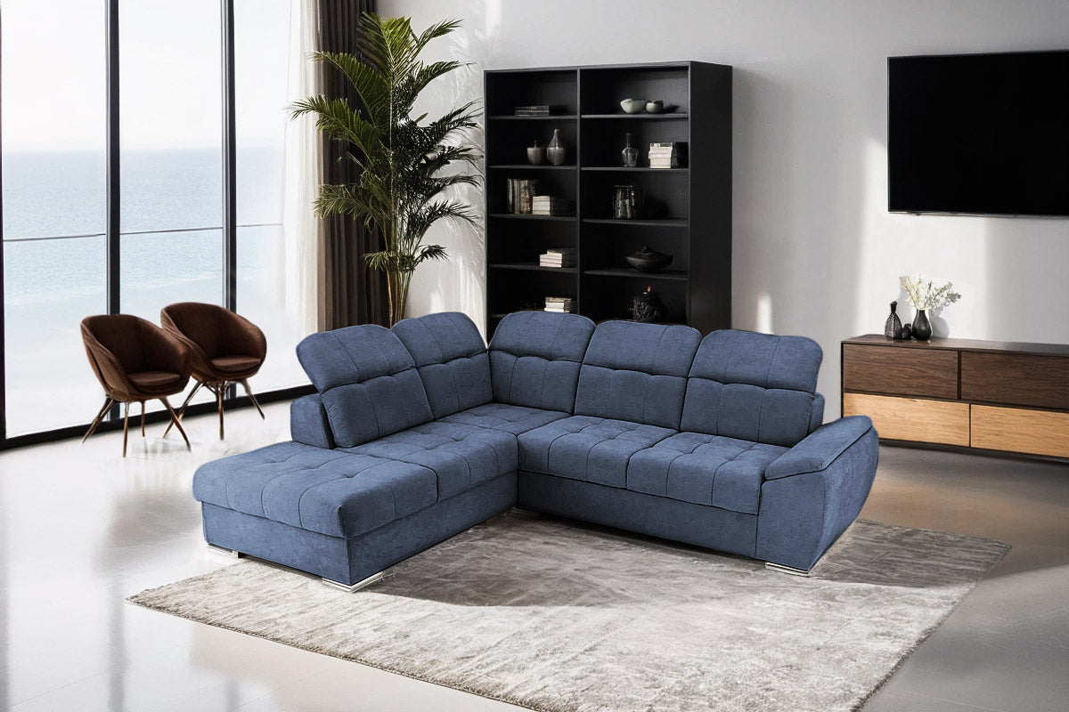 Colțar Extensibil ENZO, cu tetiere, variante stânga/dreapta, 255x220x100 cm Prestige Home