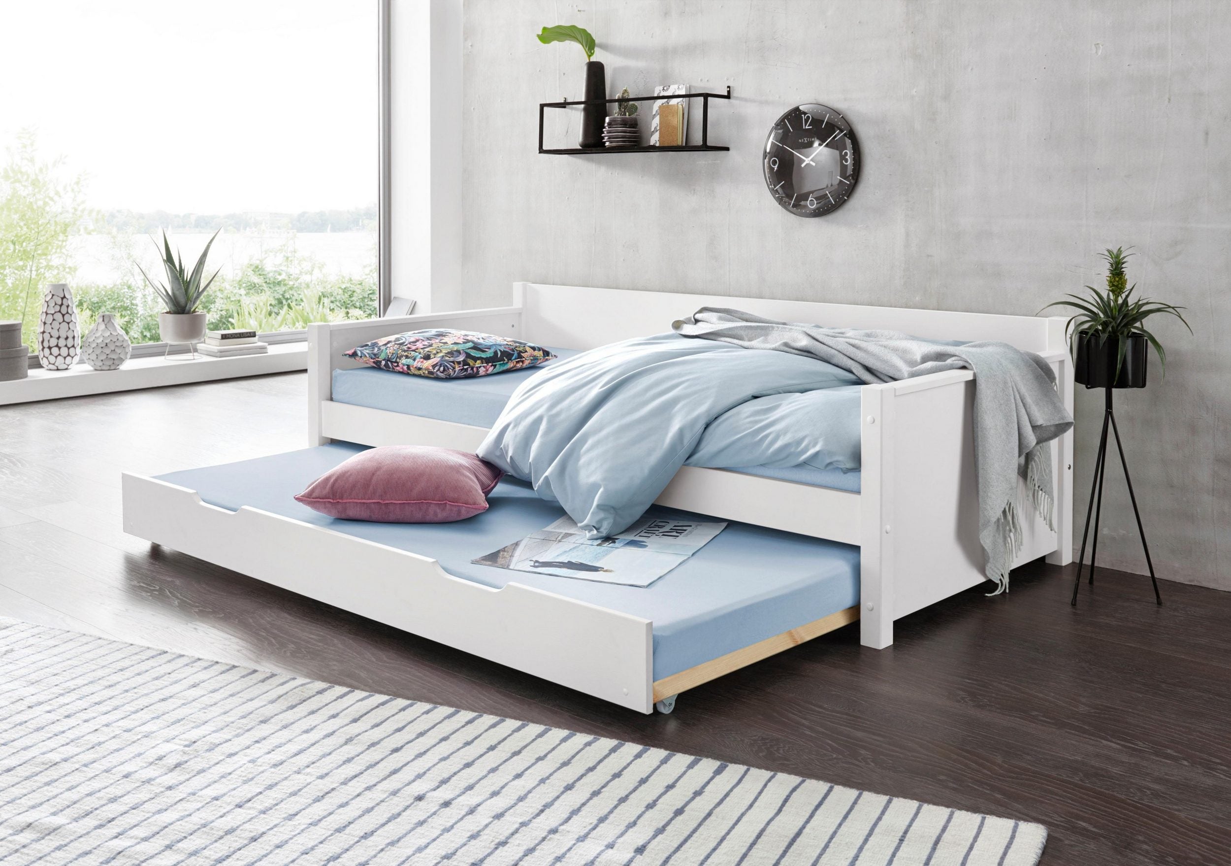 Pat Tipo cu sertar pat , 90 x 200 cm , Lemn Masiv , Alb Arboteca