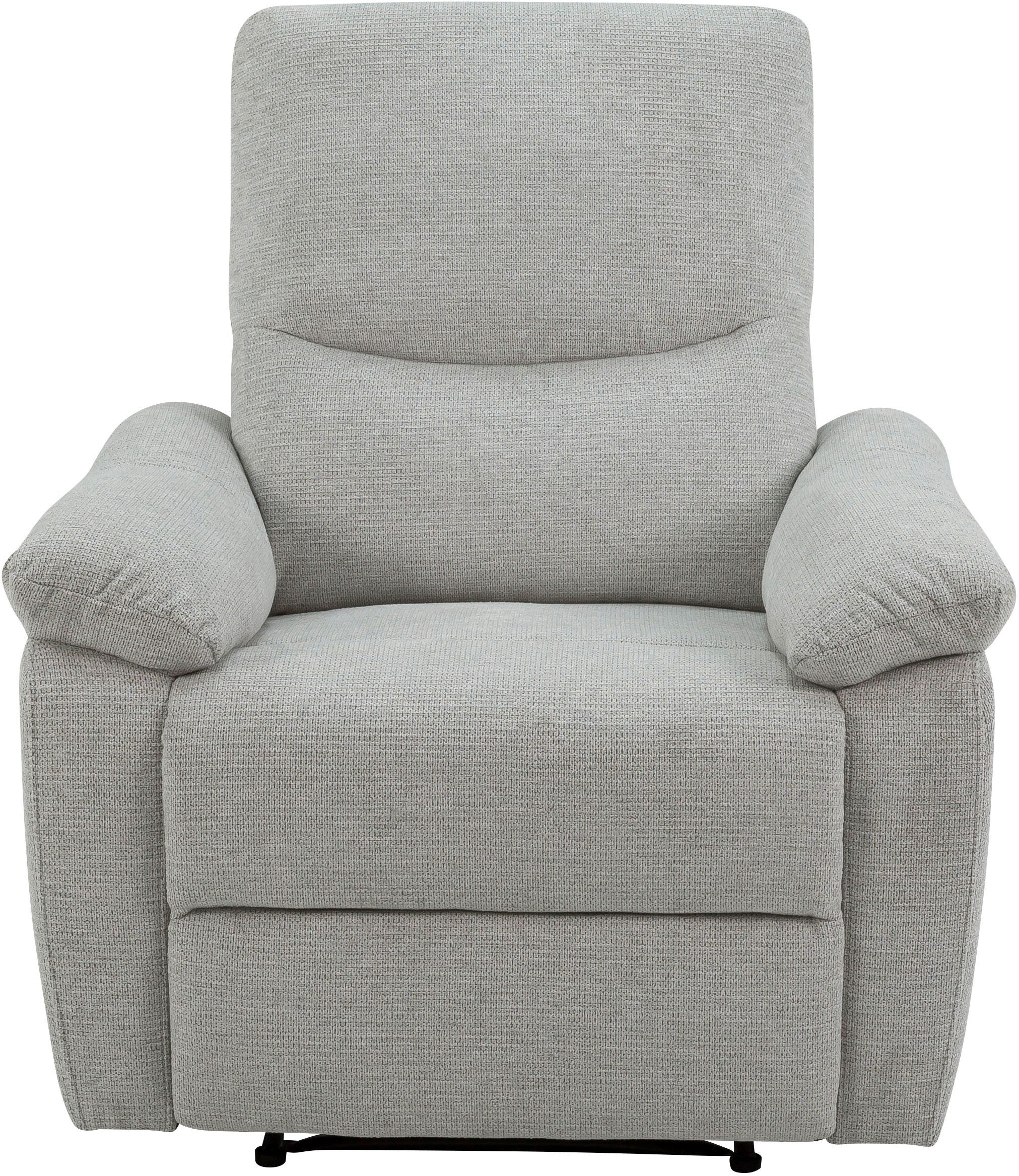 Fotoliu recliner ODILON cu funcție relax manuală, textil gri deschis Arboteca