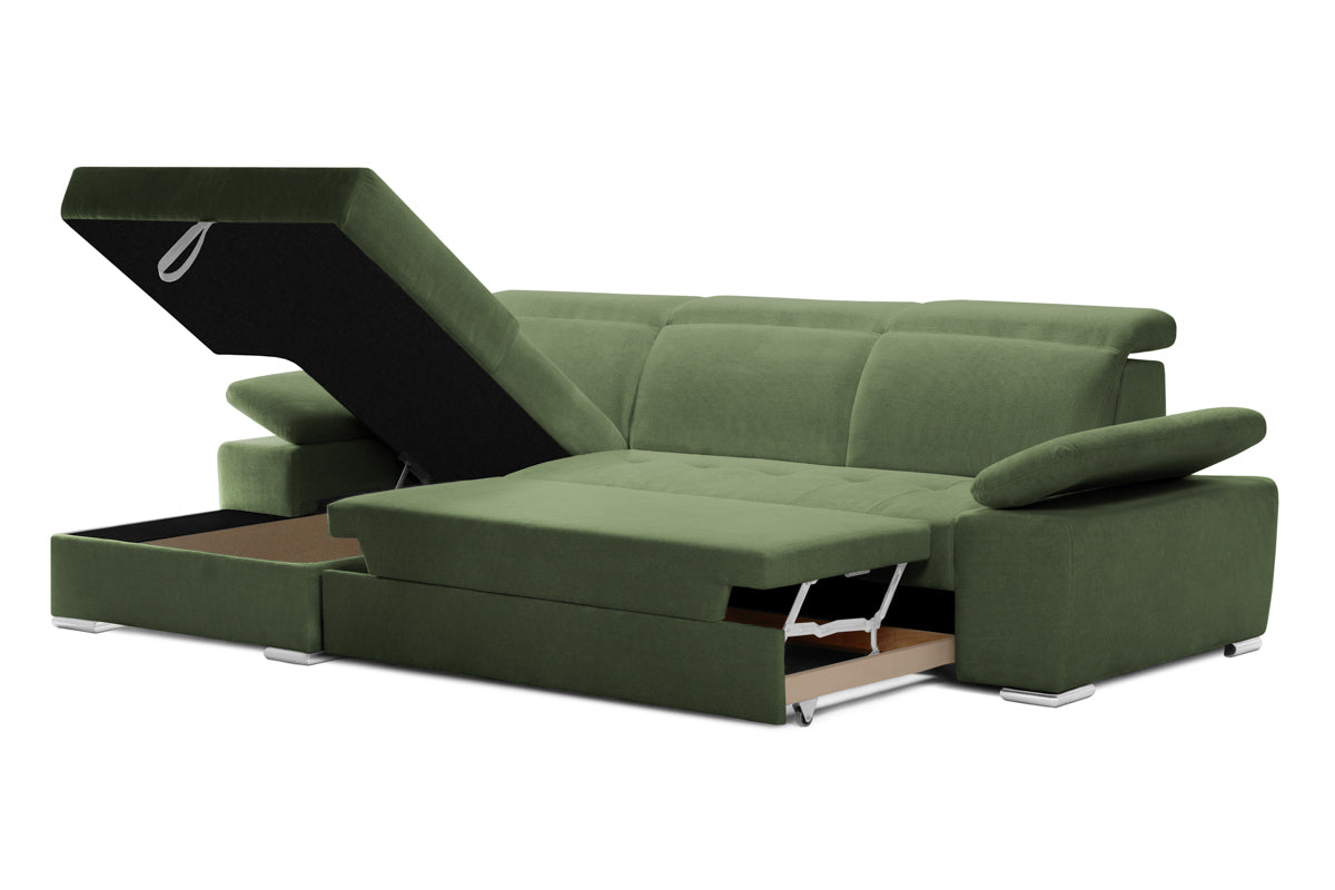 Colțar Extensibil TRENDY, cu ladă de depozitare, cu tetiere reglabile, variante stânga/dreapta 295x170x105 cm Prestige Home