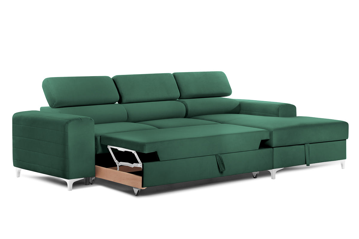 Colțar Extensibil LOFT NEW, cu lada depozitare, tetiere reglabile, 290x170x95 cm Prestige Home