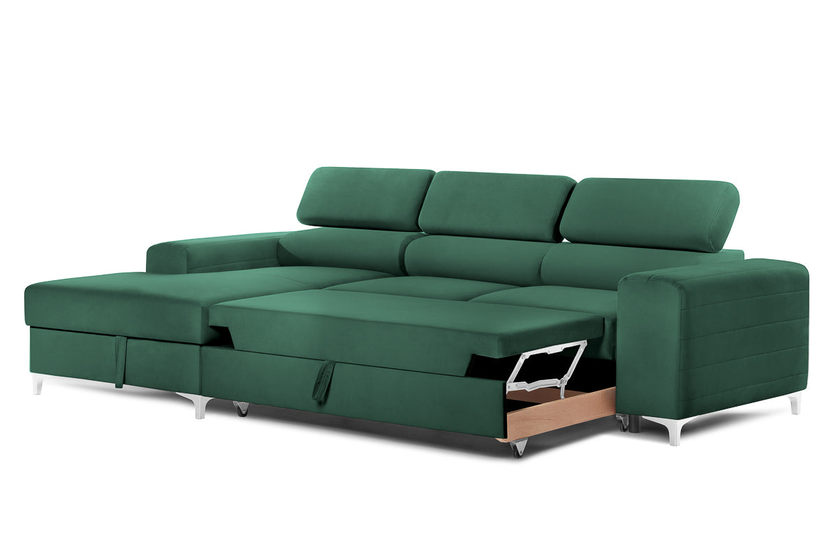 Colțar Extensibil LOFT NEW, cu lada depozitare, tetiere reglabile, 290x170x95 cm Prestige Home