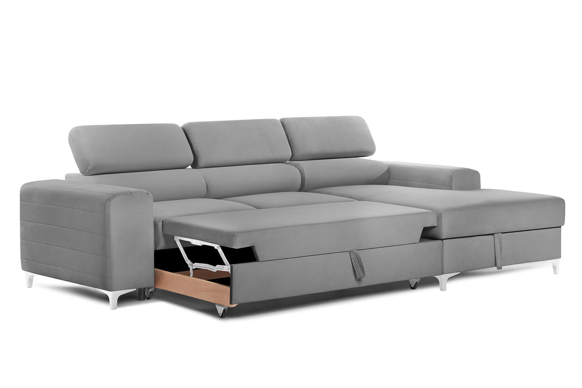 Colțar Extensibil LOFT NEW, cu lada depozitare, tetiere reglabile, 290x170x95 cm Prestige Home
