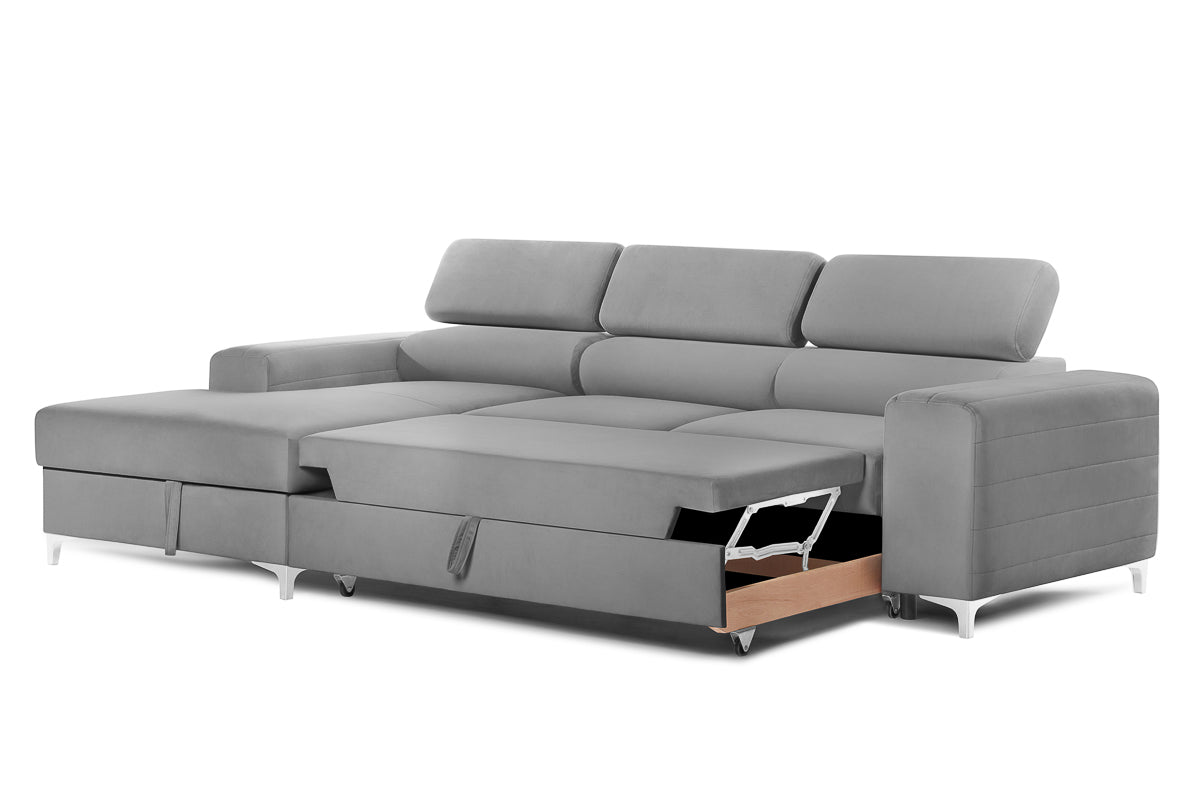Colțar Extensibil LOFT NEW, cu lada depozitare, tetiere reglabile, 290x170x95 cm Prestige Home