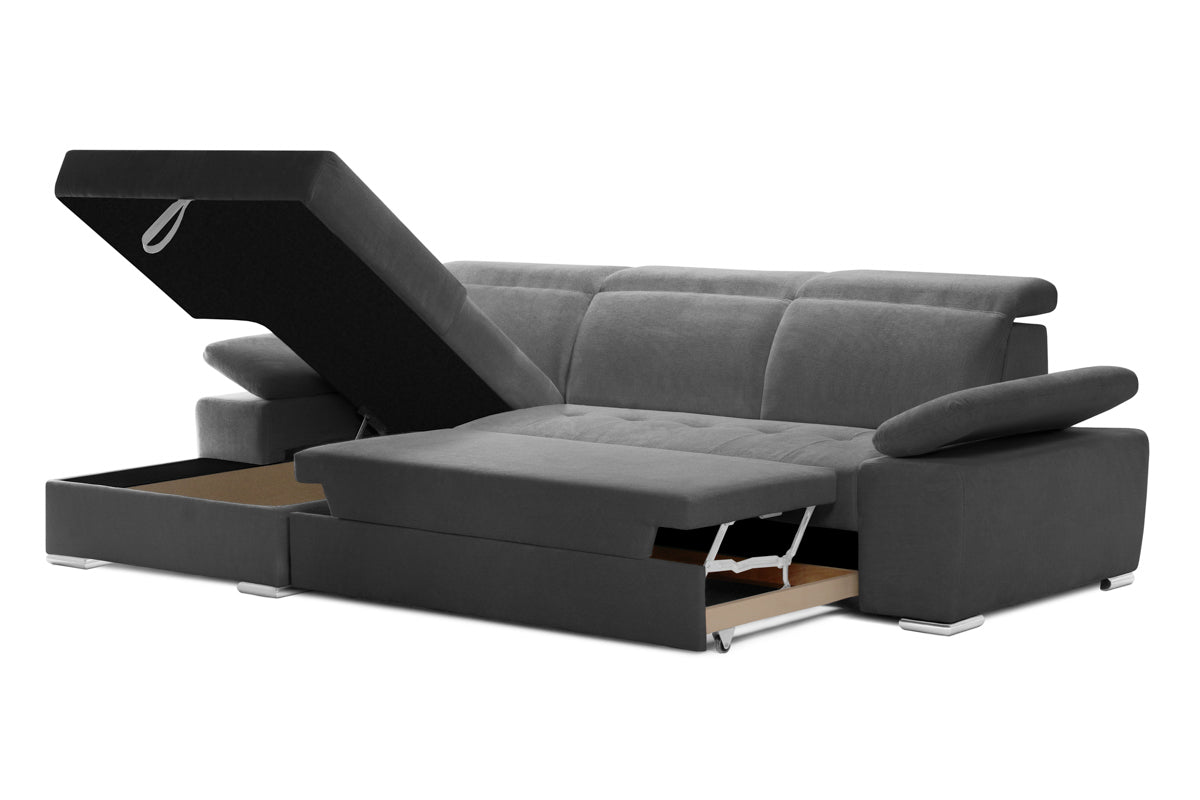 Colțar Extensibil TRENDY, cu ladă de depozitare, cu tetiere reglabile, variante stânga/dreapta 295x170x105 cm Prestige Home