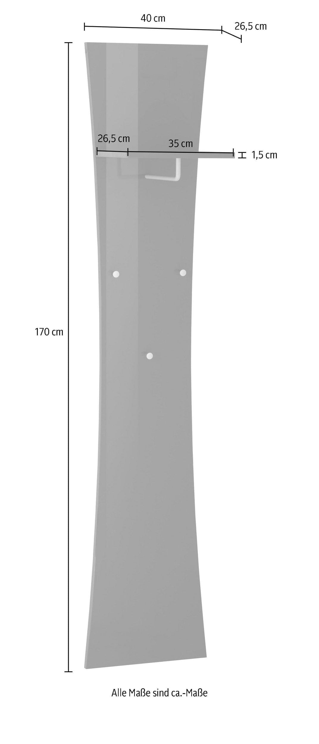 Cuier Arco cu șină și 3 cârlige, 170 cm Arboteca