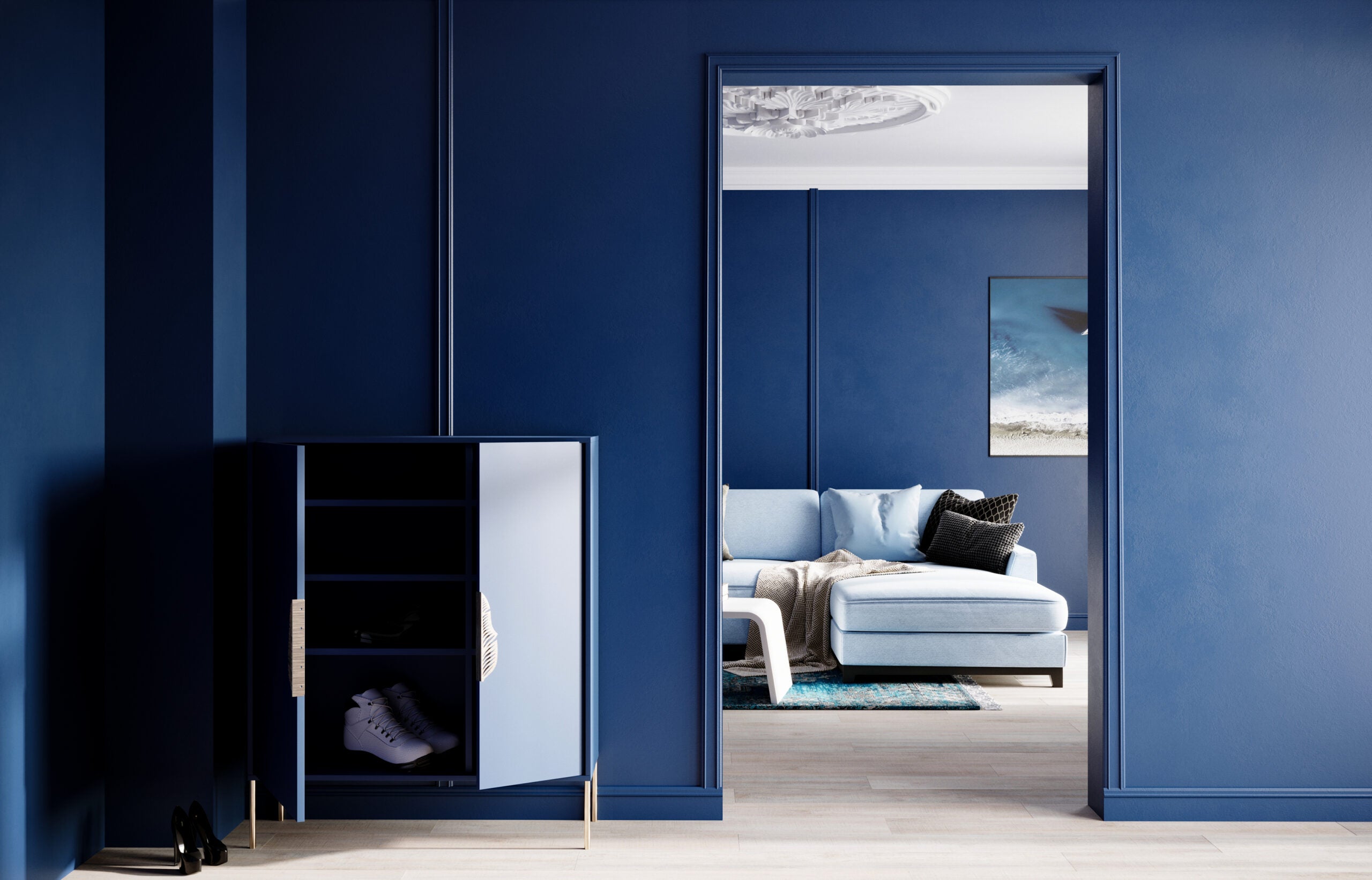 Pantofar Ayana, Albastru/Auriu Arboteca