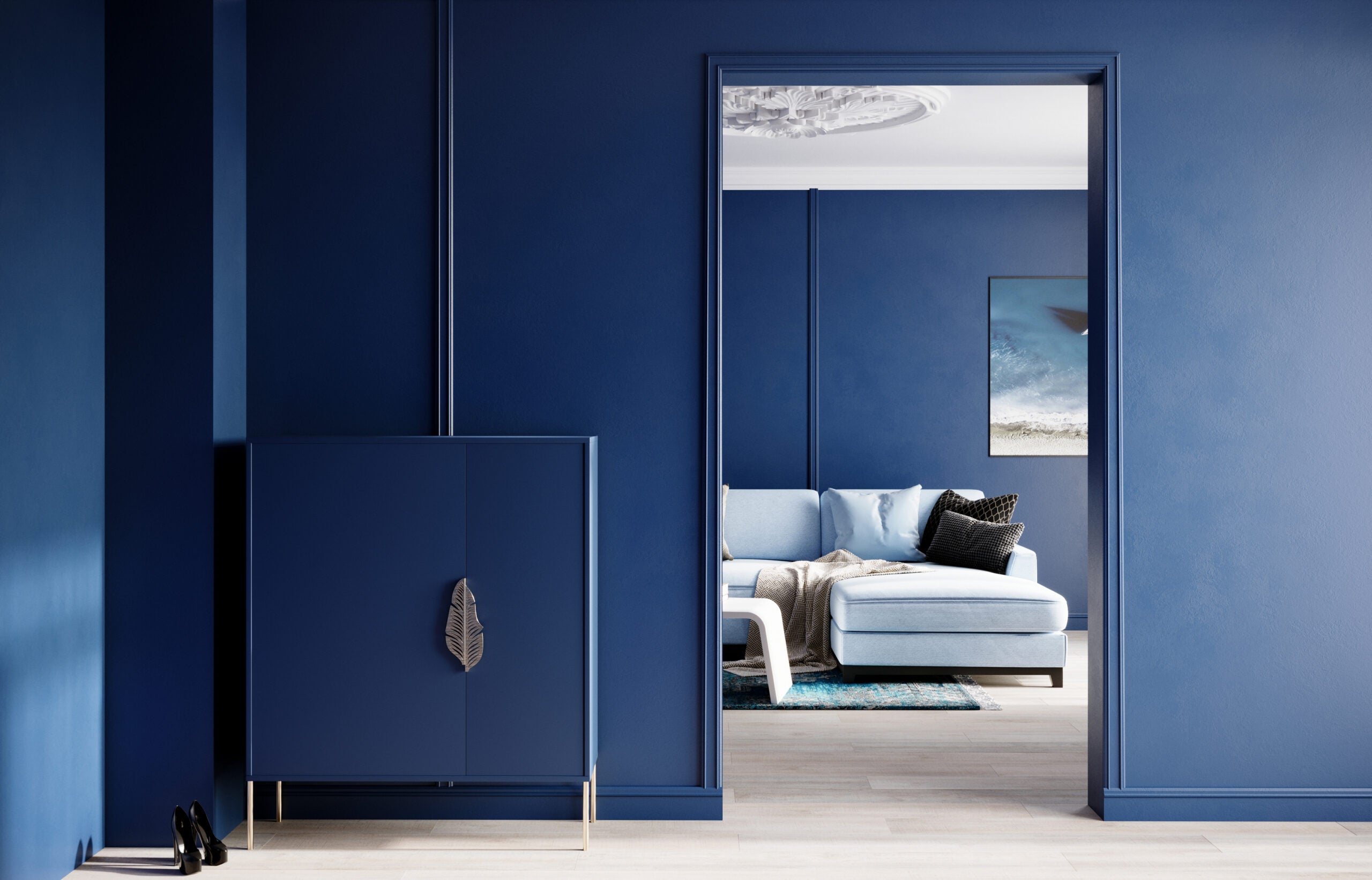 Pantofar Ayana, Albastru/Auriu Arboteca