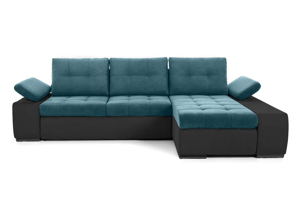 Colțar Extensibil VENETIA, cu ladă de depozitare, variante stânga/dreapta 290x170x80 cm Dreapta Albastru-Verzui-Gri-Inchis-Enjoy Prestige Home