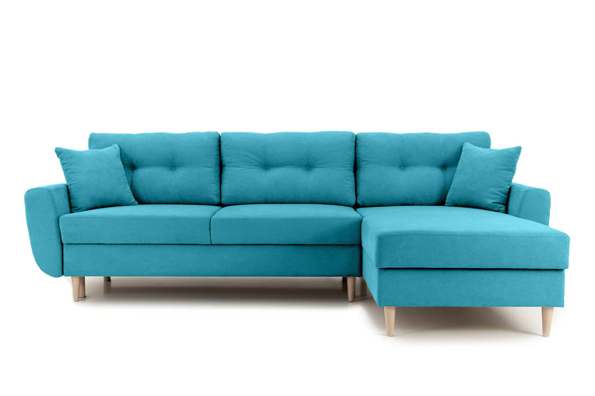 Colțar Extensibil HELSINKI, cu ladă de depozitare, variante stânga/dreapta 261x166x82 cm Turcoaz-Enjoy Dreapta Prestige Home