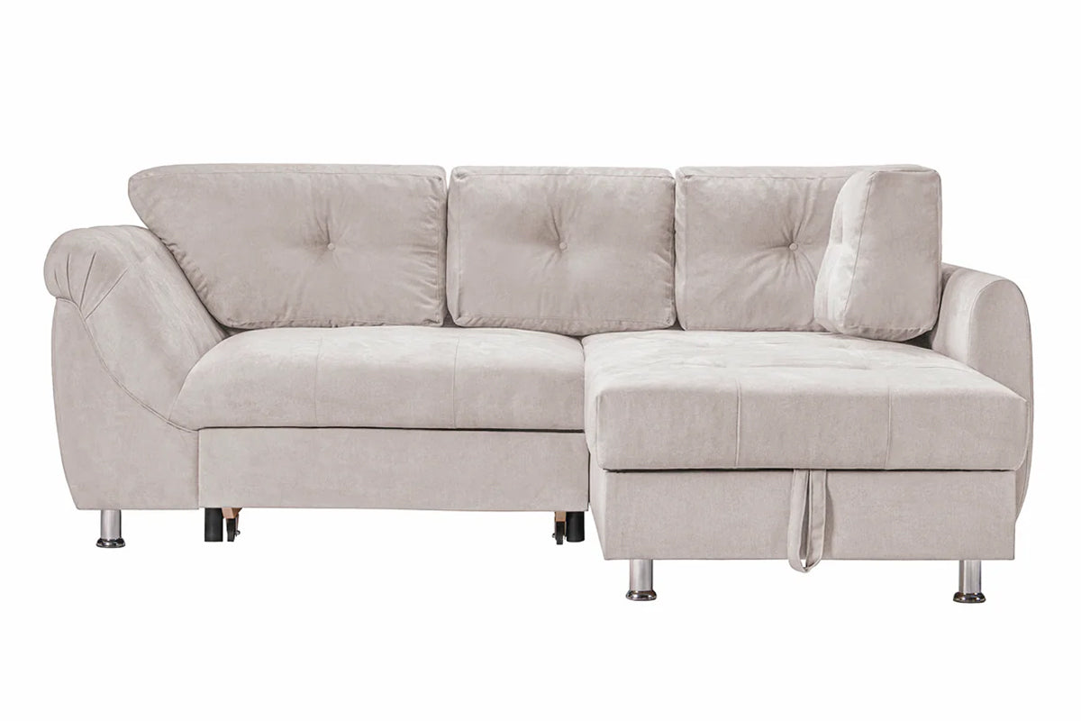 Colțar Extensibil MERLIN, cu lada depozitare, variante stânga/dreapta, 230 x 190 x 93 cm Gri-Taupe-Enjoy Dreapta Prestige Home