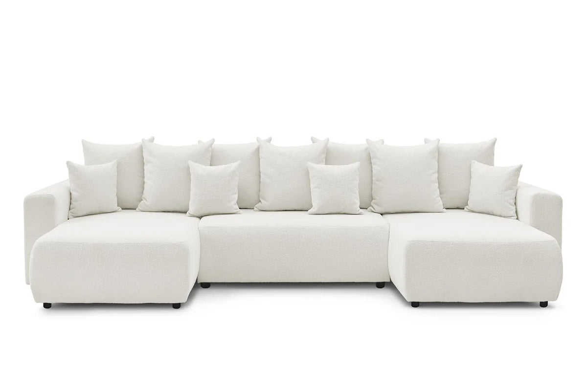 Colțar Extensibil, în formă de U, LIVIGNO, cu ladă de depozitare, 347x154x80 cm Alb-Anthology Prestige Home
