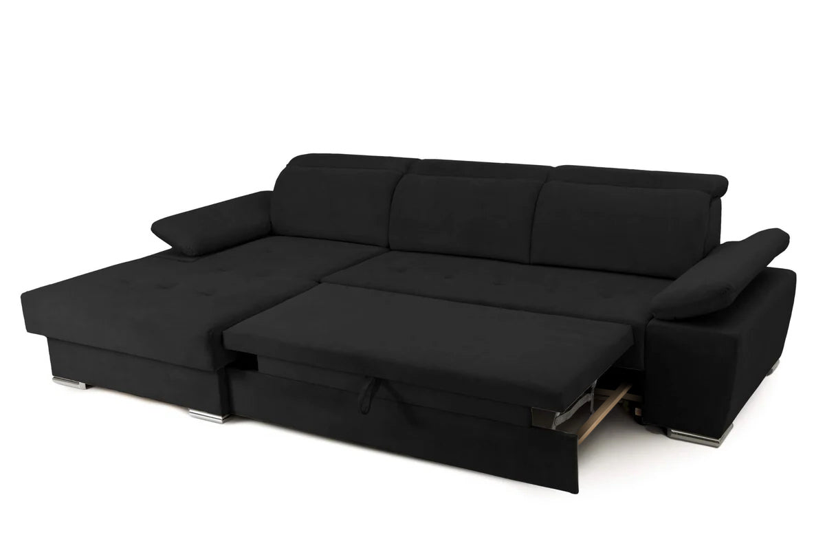 Colțar Extensibil TRENDY, cu ladă de depozitare, cu tetiere reglabile, variante stânga/dreapta 295x170x105 cm Prestige Home