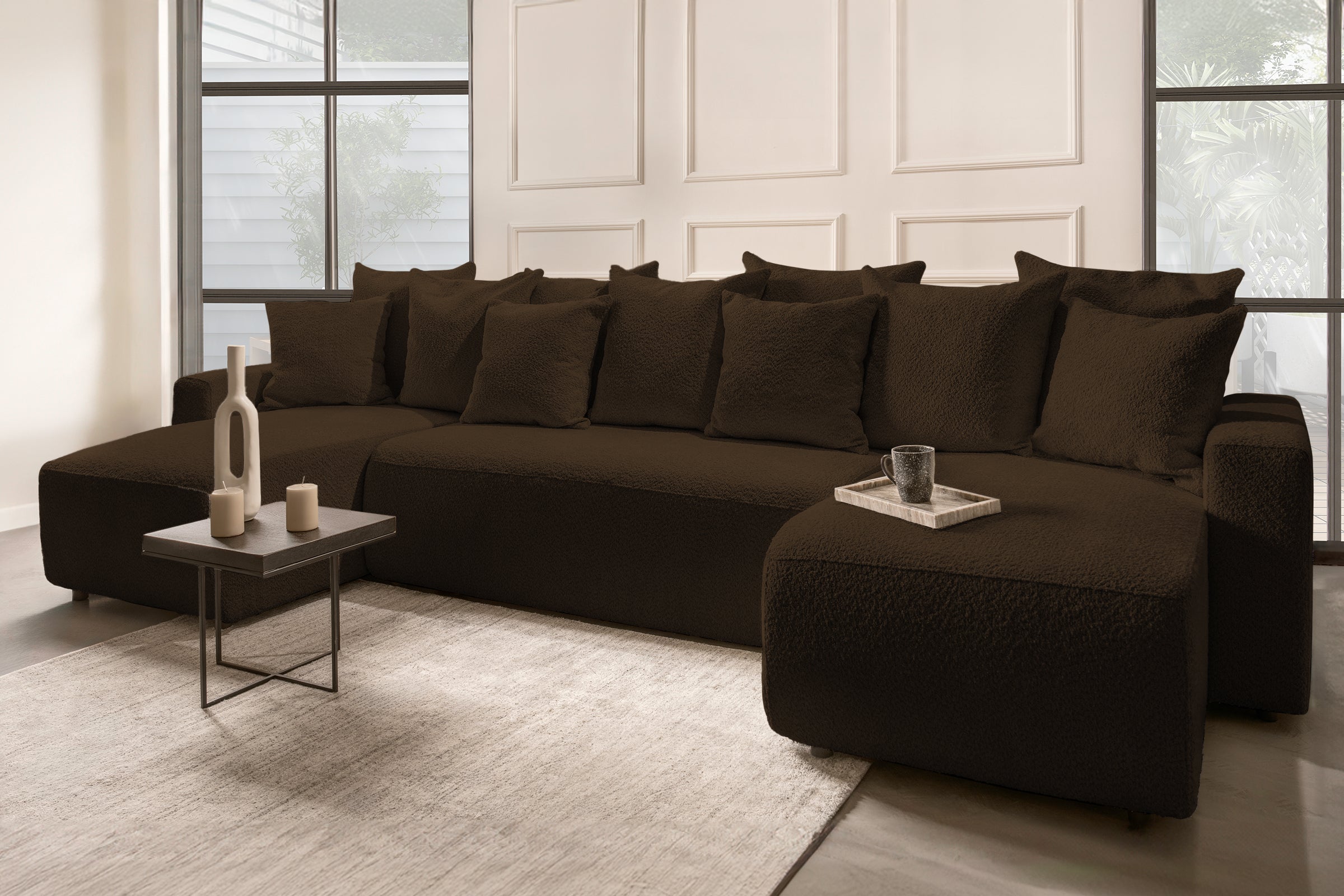 Colțar Extensibil, în formă de U, LIVIGNO, cu ladă de depozitare, 347x154x80 cm Prestige Home