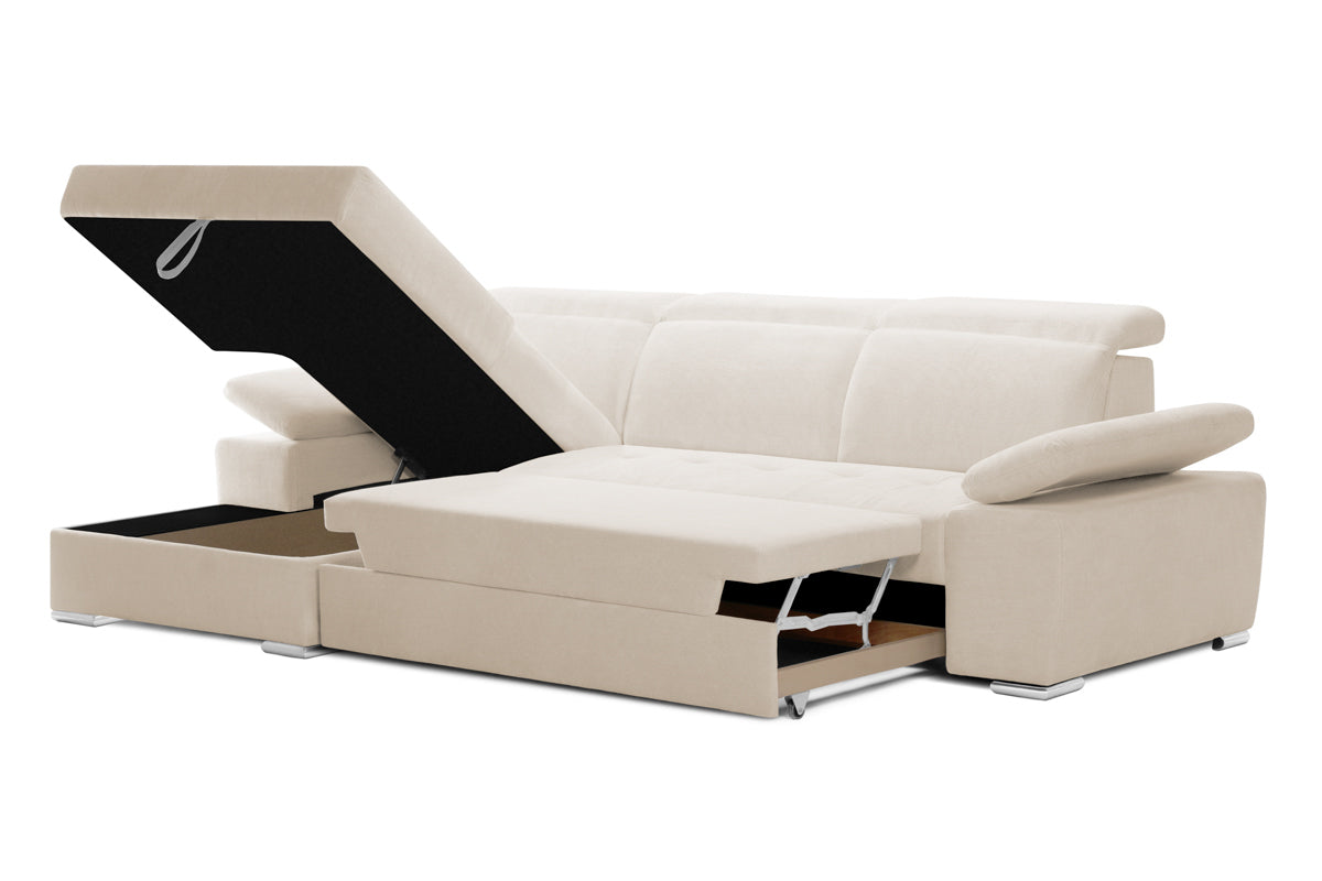 Colțar Extensibil TRENDY, cu ladă de depozitare, cu tetiere reglabile, variante stânga/dreapta 295x170x105 cm Prestige Home