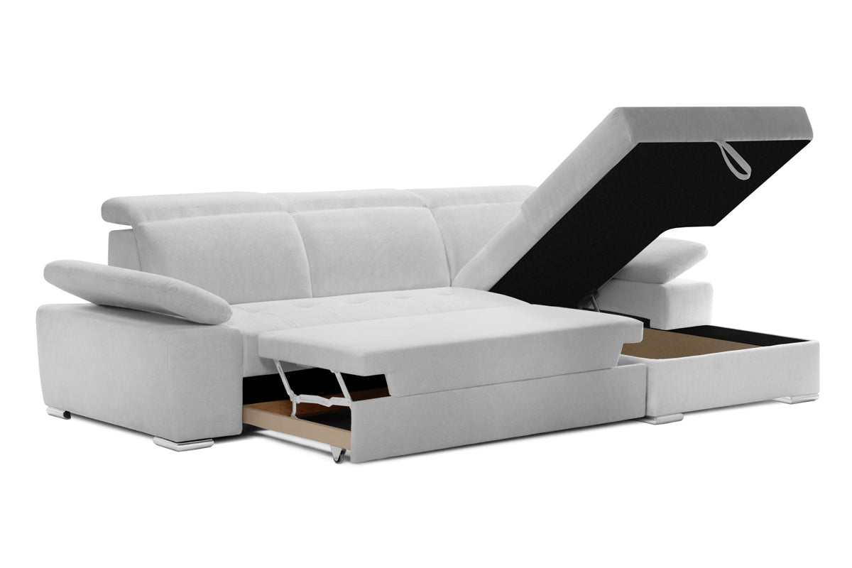 Colțar Extensibil TRENDY, cu ladă de depozitare, cu tetiere reglabile, variante stânga/dreapta 295x170x105 cm Prestige Home