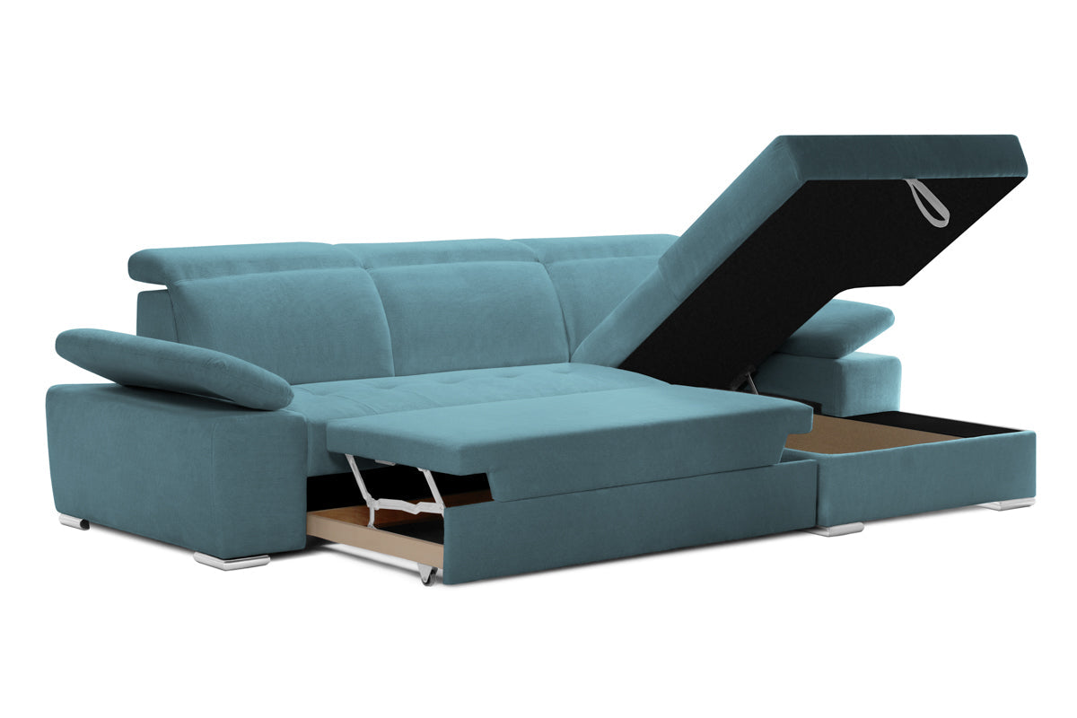 Colțar Extensibil TRENDY, cu ladă de depozitare, cu tetiere reglabile, variante stânga/dreapta 295x170x105 cm Prestige Home