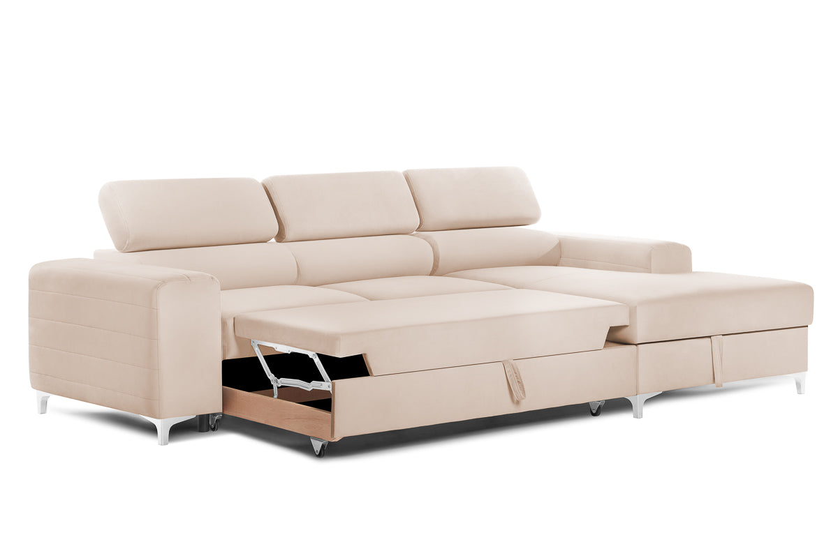 Colțar Extensibil LOFT NEW, cu lada depozitare, tetiere reglabile, 290x170x95 cm Prestige Home