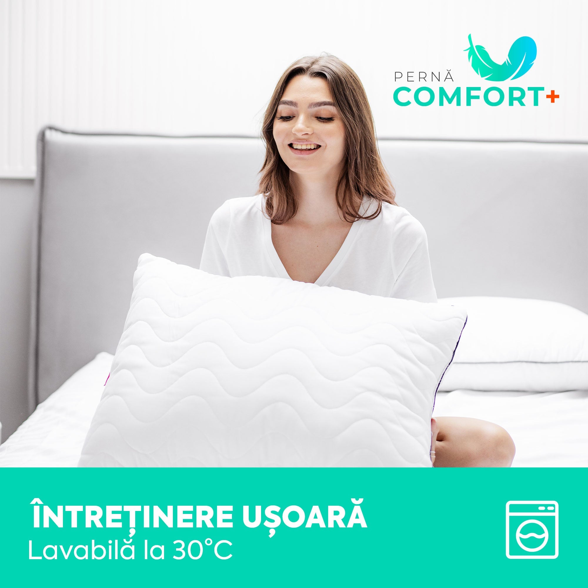 Set 10 x Perne Comfort Plus cu microfibră, husă microfibră, 50x70 cm Arboteca