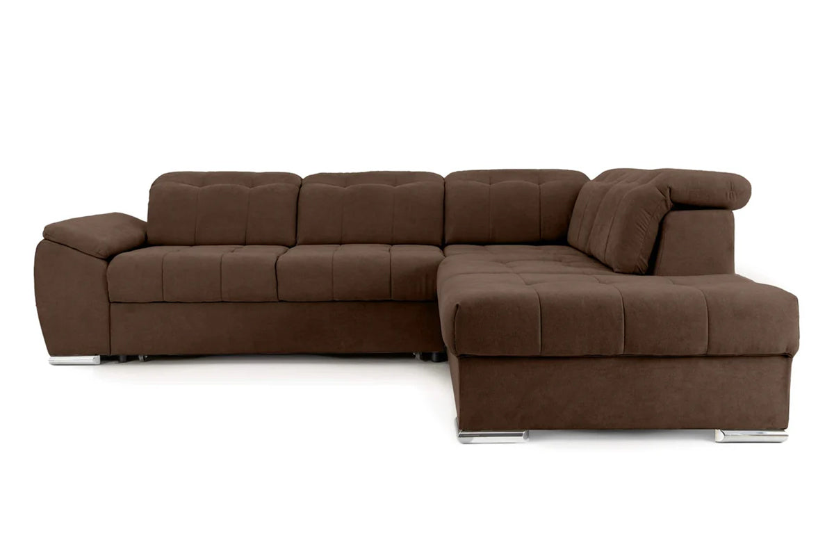 Colțar Extensibil ENZO, cu tetiere, variante stânga/dreapta, 255x220x100 cm Maro-Enjoy Dreapta Prestige Home