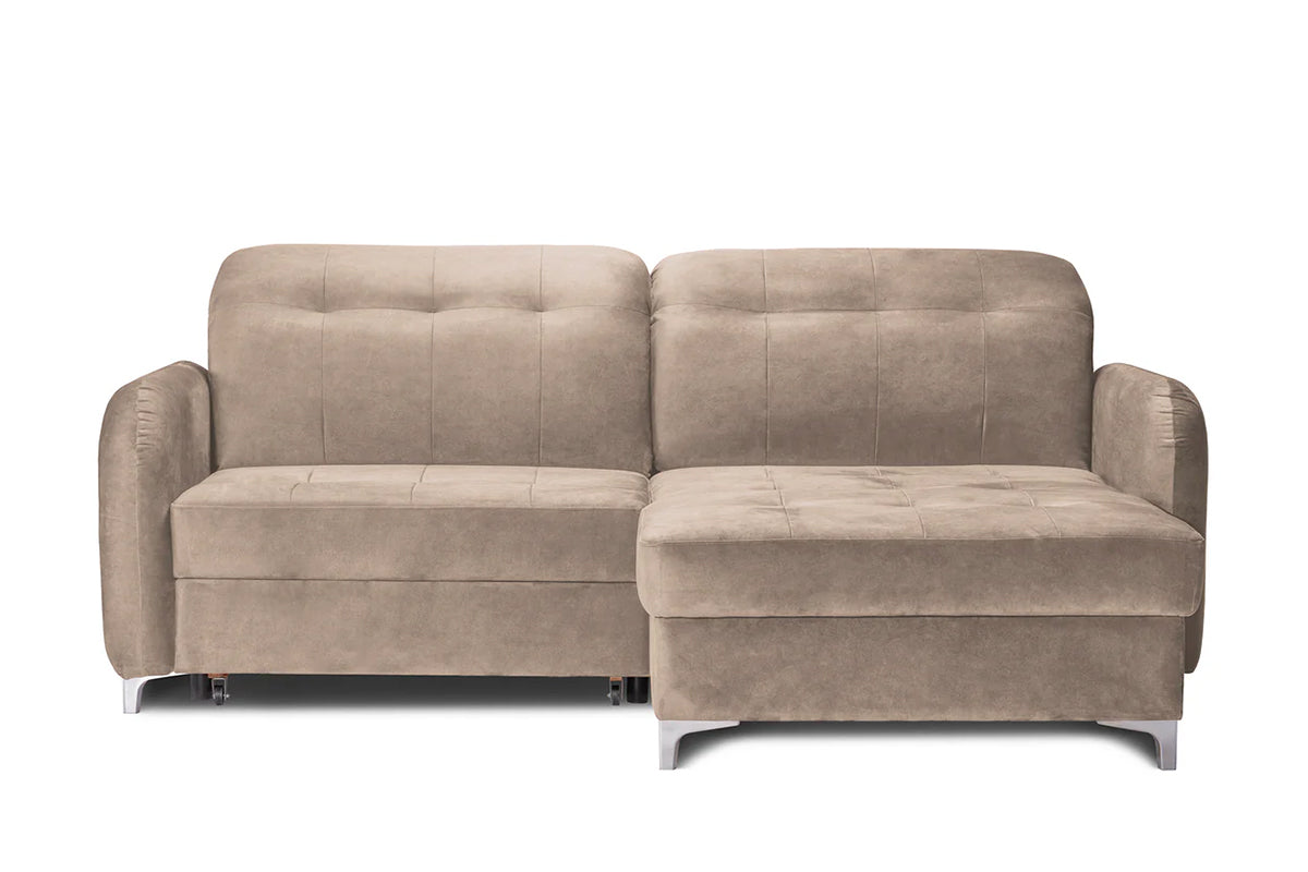 Colțar Extensibil STUDIO, cu lada depozitare, cu tetiere reglabile, 220 x 160 x 105 cm Bej-Whisper Dreapta Prestige Home