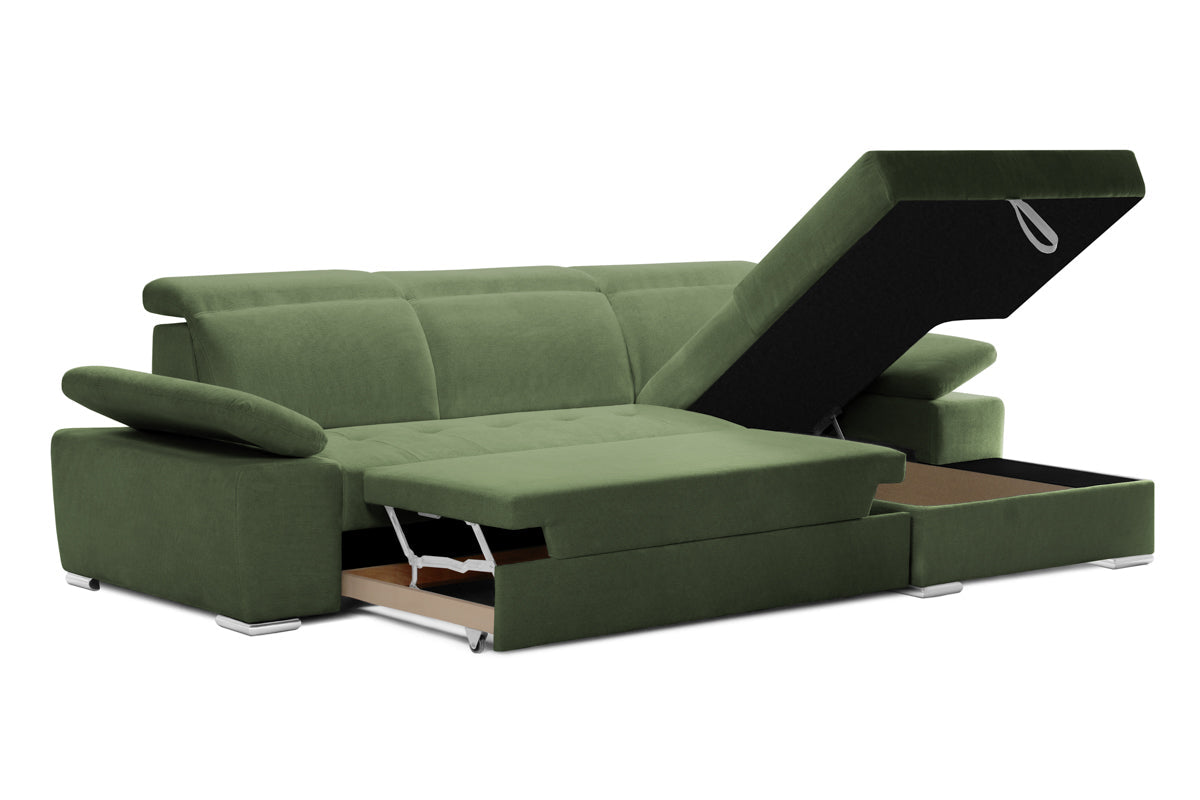 Colțar Extensibil TRENDY, cu ladă de depozitare, cu tetiere reglabile, variante stânga/dreapta 295x170x105 cm Prestige Home