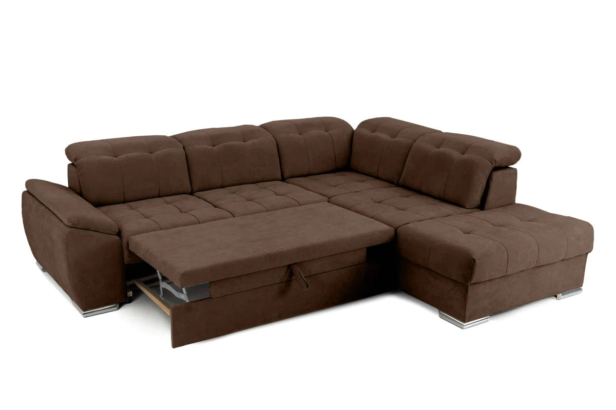 Colțar Extensibil ENZO, cu tetiere, variante stânga/dreapta, 255x220x100 cm Prestige Home