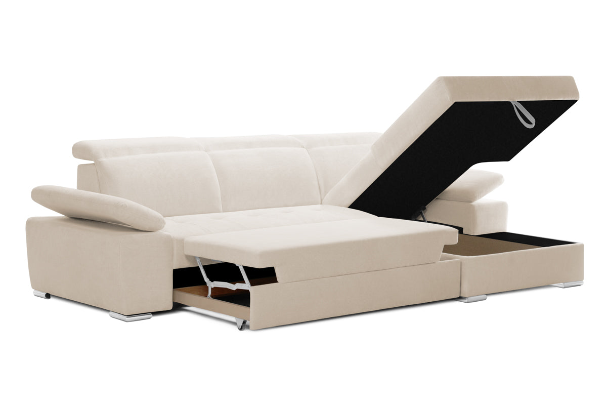 Colțar Extensibil TRENDY, cu ladă de depozitare, cu tetiere reglabile, variante stânga/dreapta 295x170x105 cm Prestige Home
