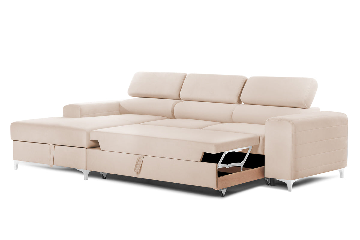 Colțar Extensibil LOFT NEW, cu lada depozitare, tetiere reglabile, 290x170x95 cm Prestige Home