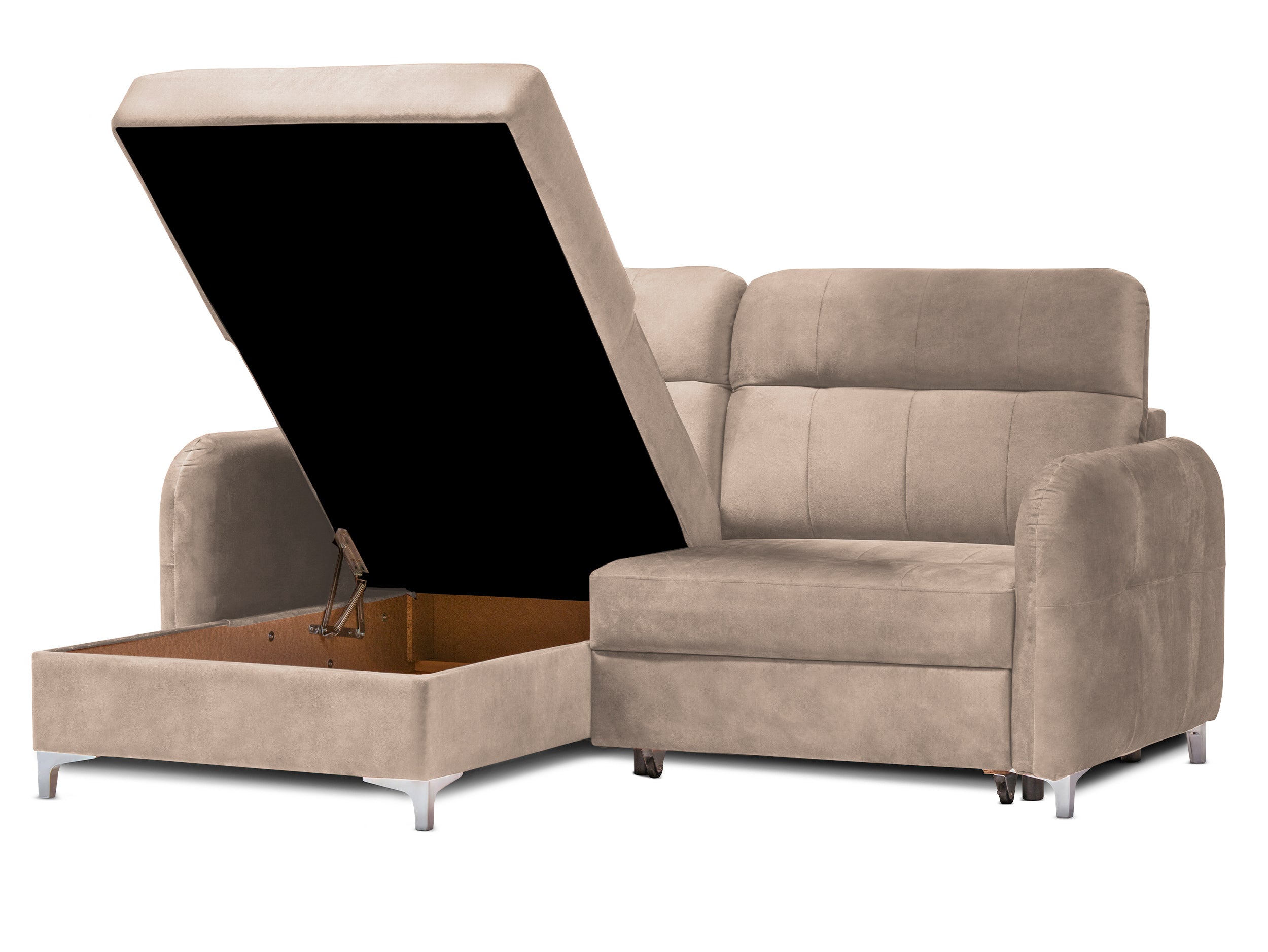 Colțar Extensibil STUDIO, cu lada depozitare, cu tetiere reglabile, 220 x 160 x 105 cm Prestige Home