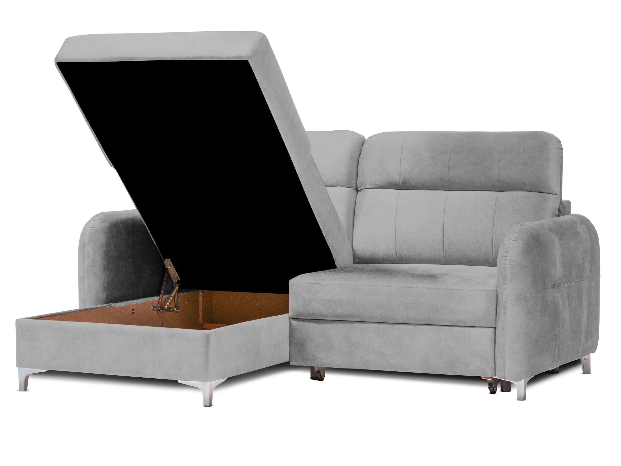 Colțar Extensibil STUDIO, cu lada depozitare, cu tetiere reglabile, 220 x 160 x 105 cm Prestige Home