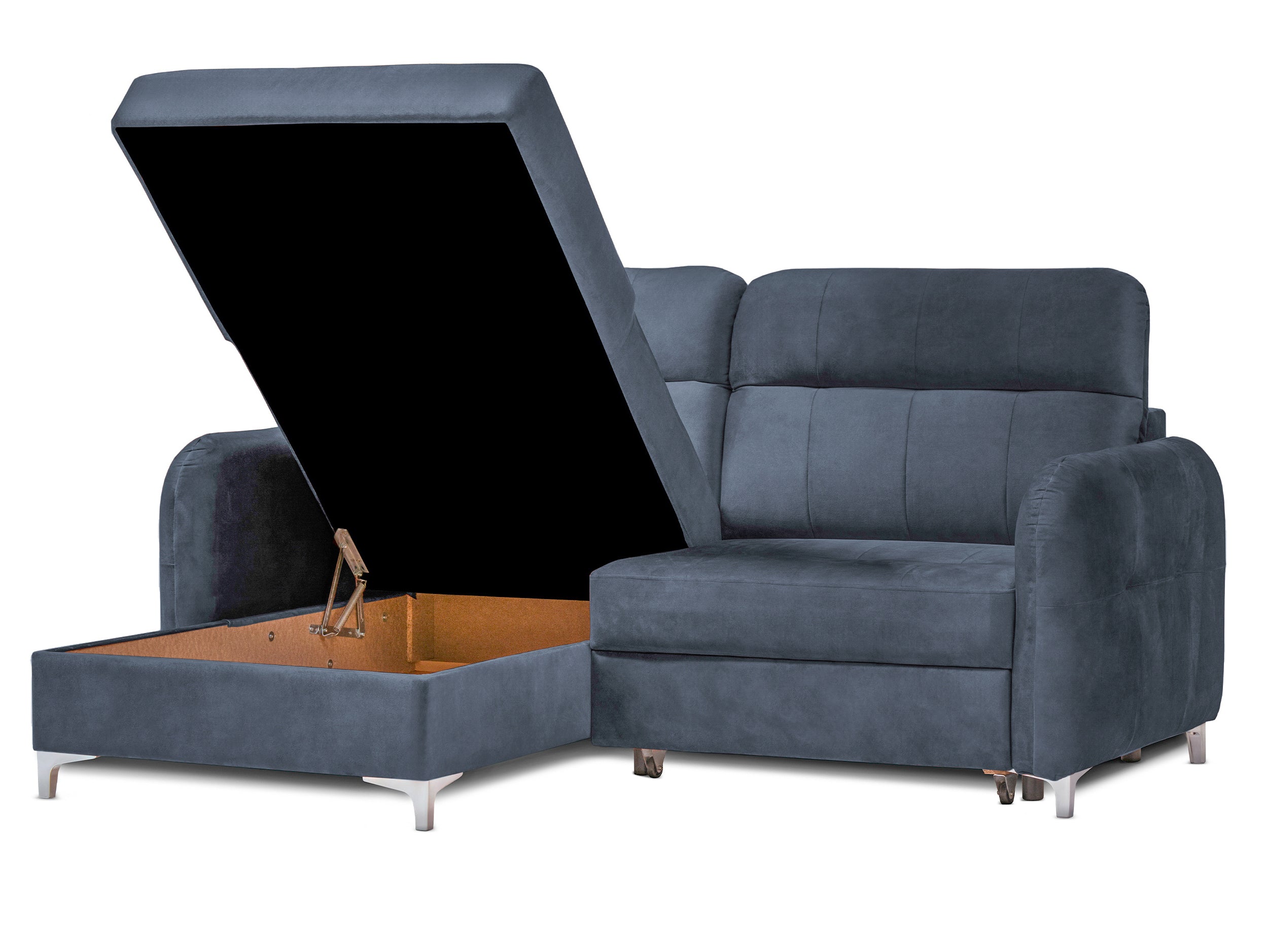 Colțar Extensibil STUDIO, cu lada depozitare, cu tetiere reglabile, 220 x 160 x 105 cm Prestige Home