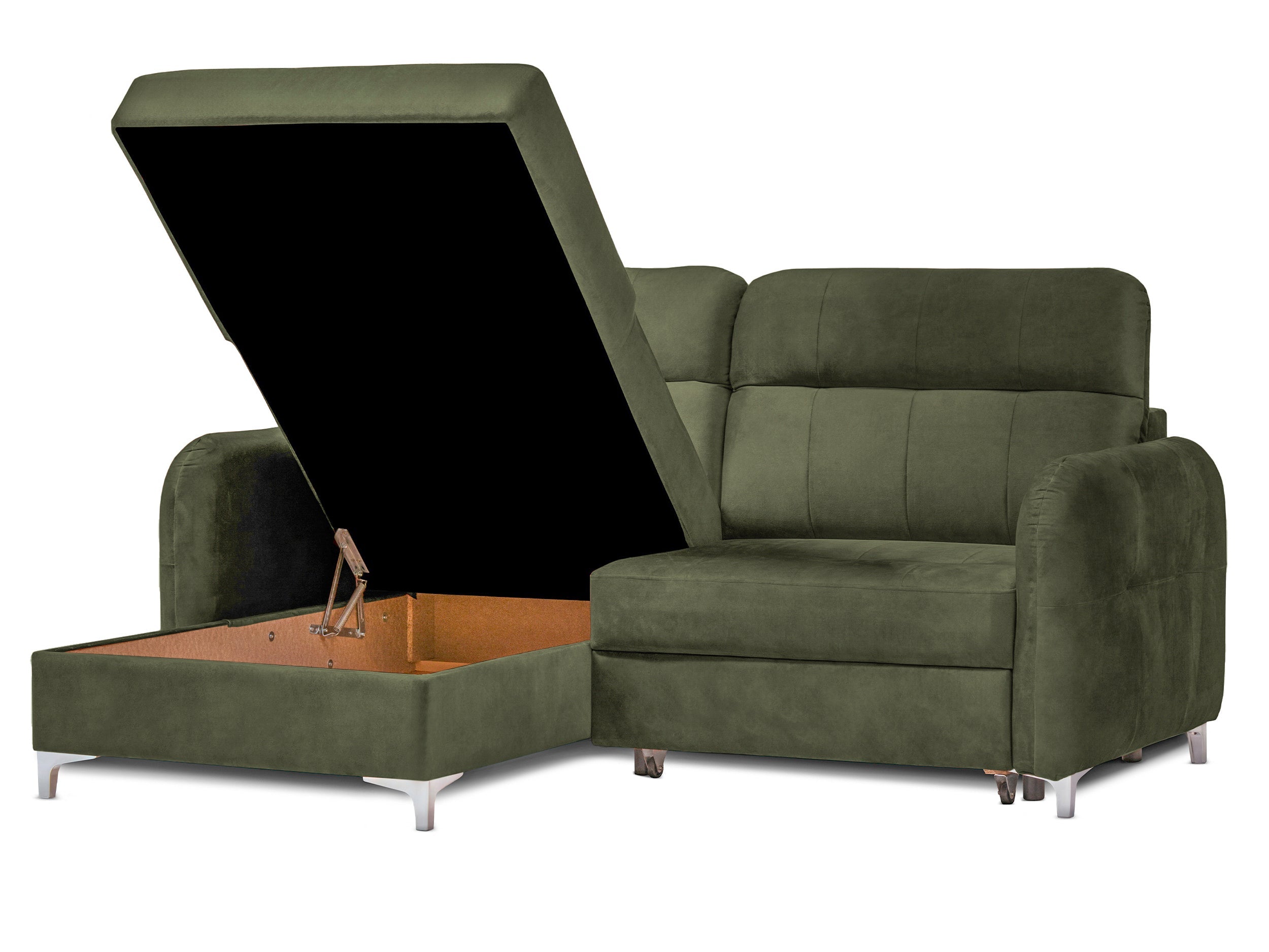 Colțar Extensibil STUDIO, cu lada depozitare, cu tetiere reglabile, 220 x 160 x 105 cm Prestige Home