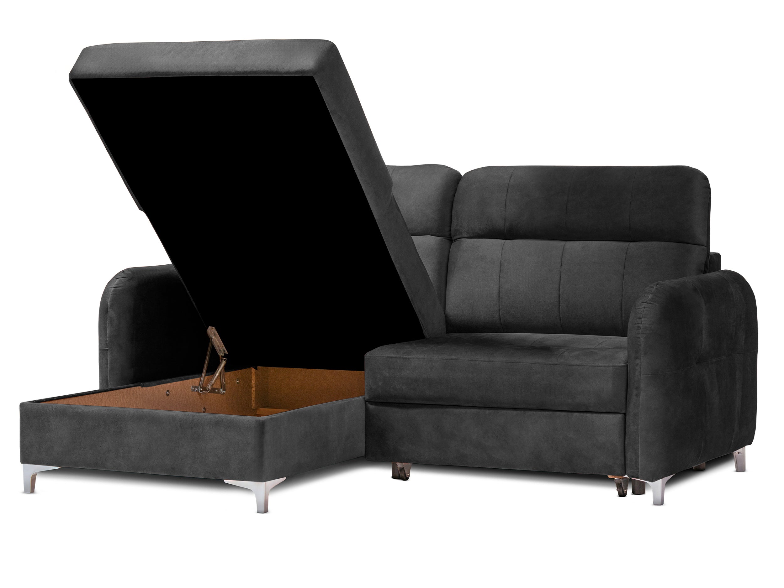 Colțar Extensibil STUDIO, cu lada depozitare, cu tetiere reglabile, 220 x 160 x 105 cm Prestige Home