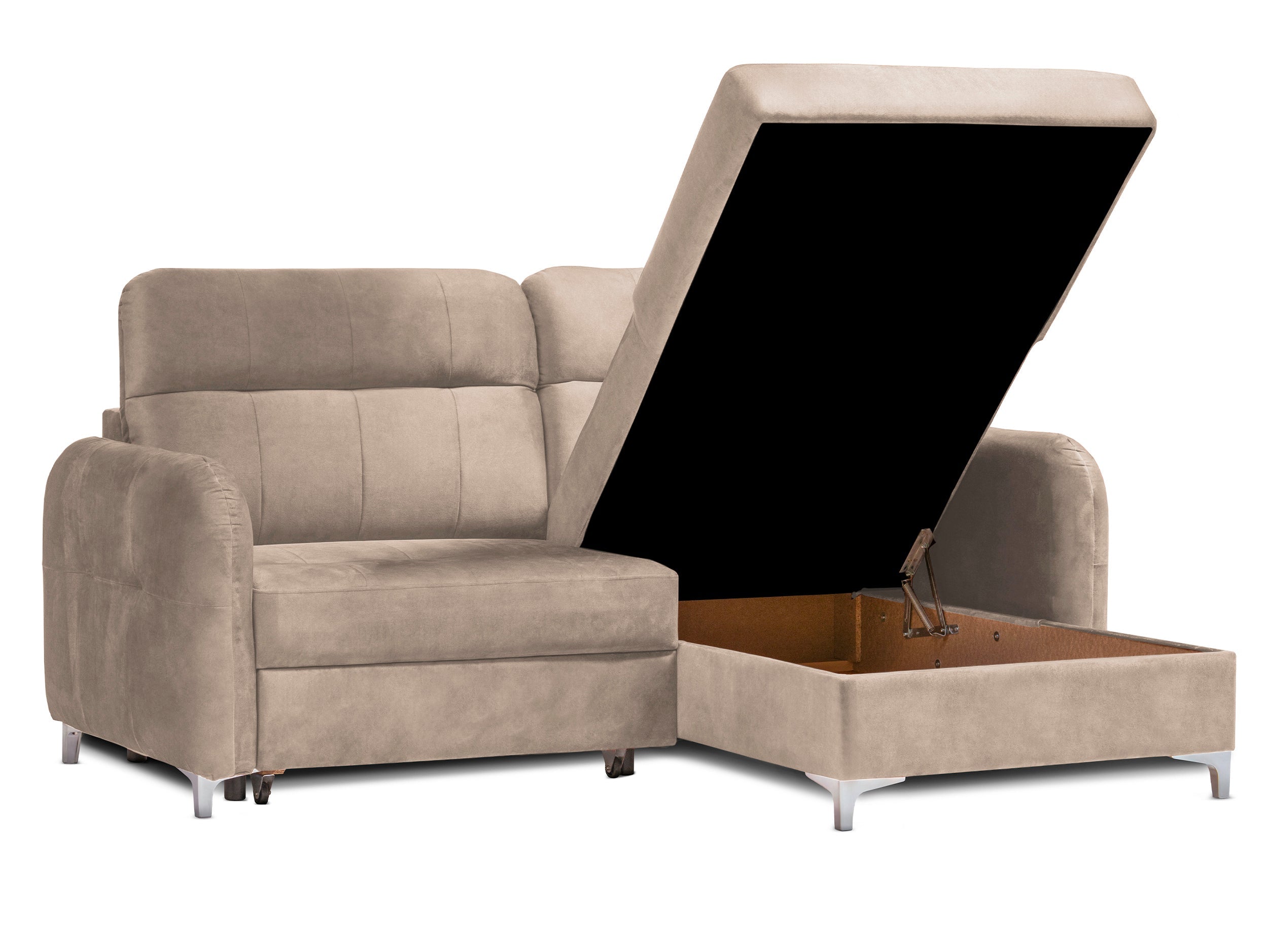 Colțar Extensibil STUDIO, cu lada depozitare, cu tetiere reglabile, 220 x 160 x 105 cm Prestige Home
