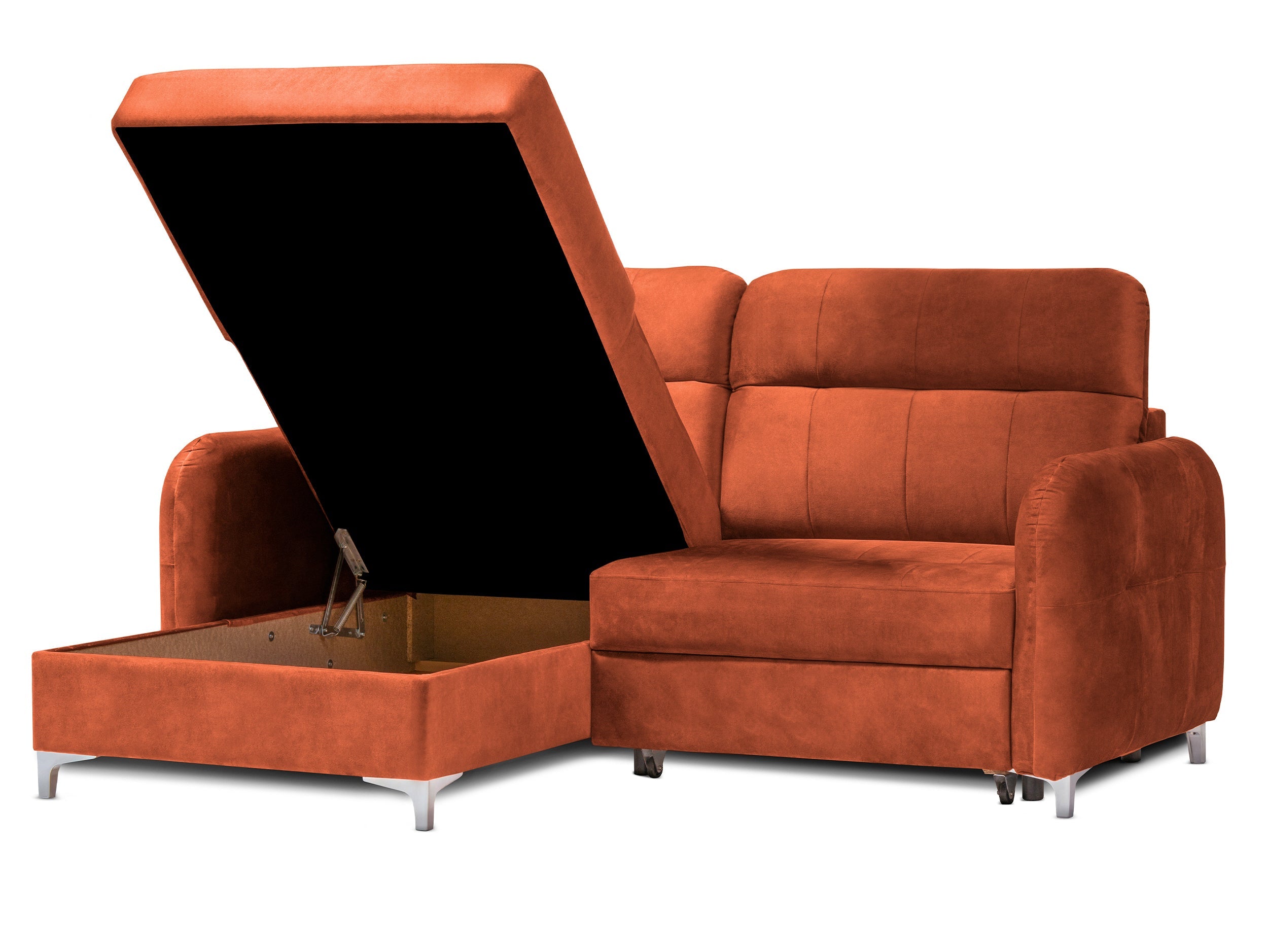 Colțar Extensibil STUDIO, cu lada depozitare, cu tetiere reglabile, 220 x 160 x 105 cm Prestige Home