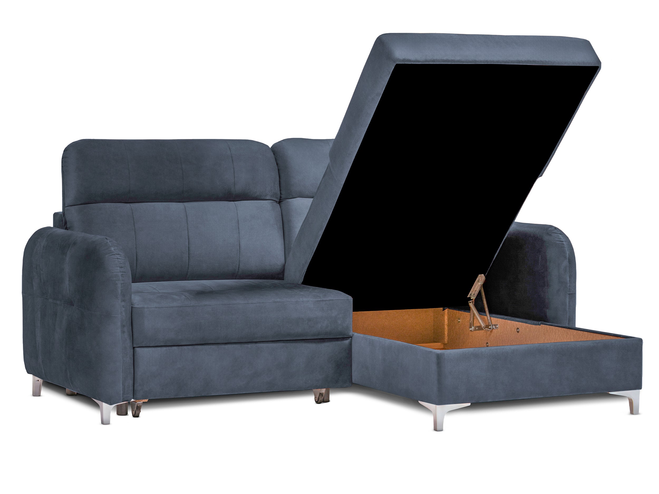 Colțar Extensibil STUDIO, cu lada depozitare, cu tetiere reglabile, 220 x 160 x 105 cm Prestige Home