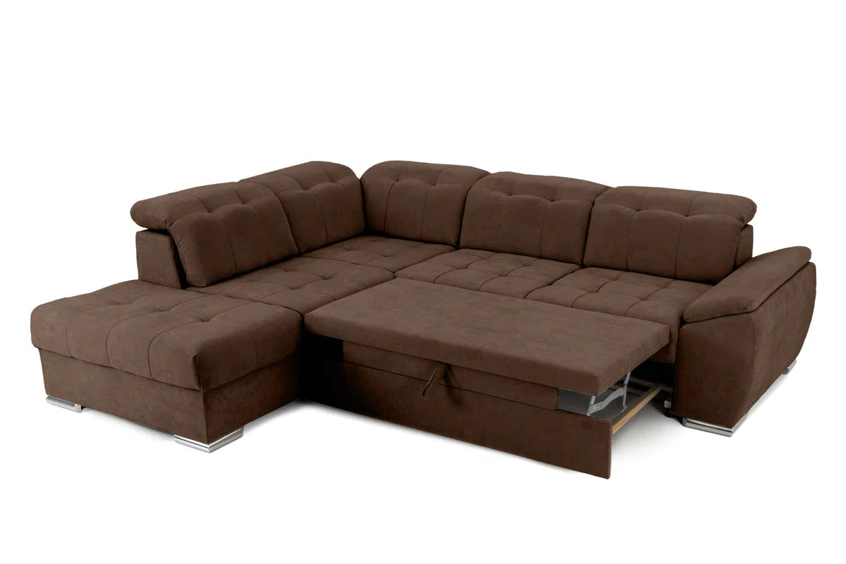 Colțar Extensibil ENZO, cu tetiere, variante stânga/dreapta, 255x220x100 cm Prestige Home