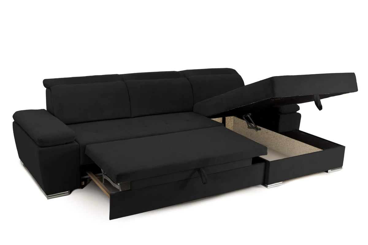 Colțar Extensibil TRENDY, cu ladă de depozitare, cu tetiere reglabile, variante stânga/dreapta 295x170x105 cm Prestige Home