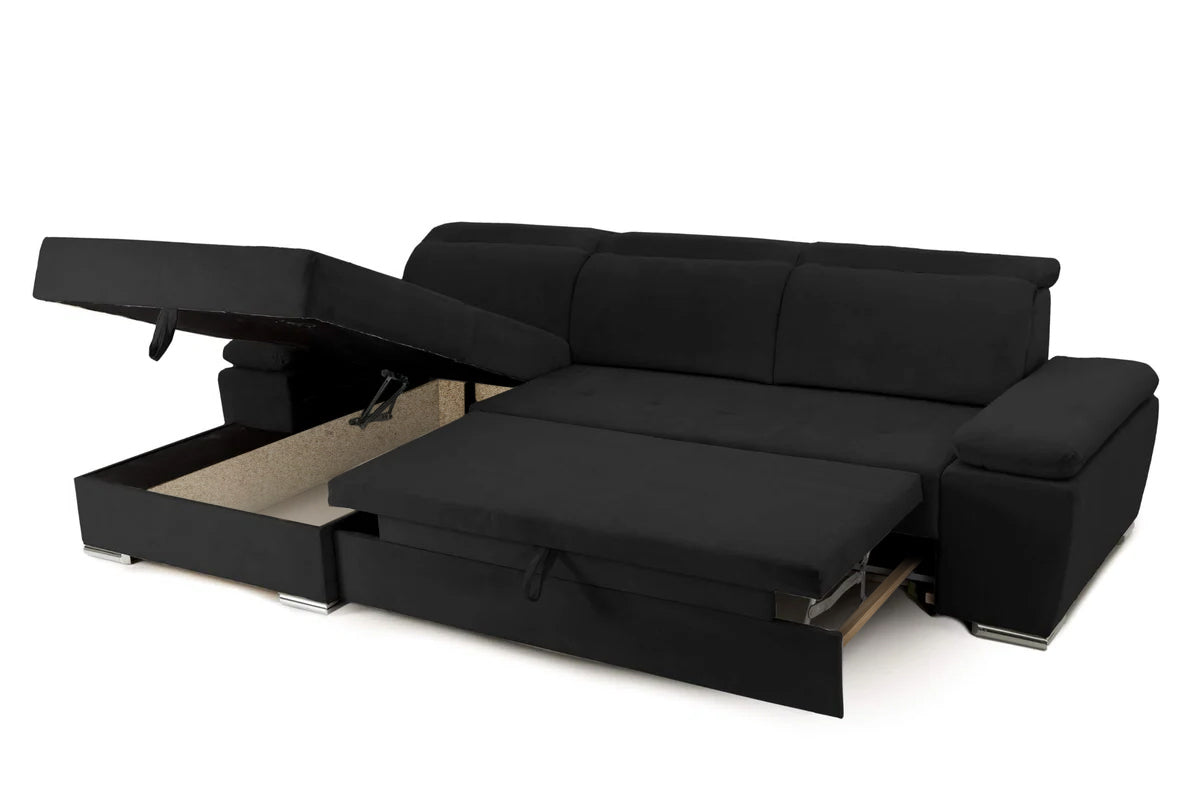 Colțar Extensibil TRENDY, cu ladă de depozitare, cu tetiere reglabile, variante stânga/dreapta 295x170x105 cm Prestige Home
