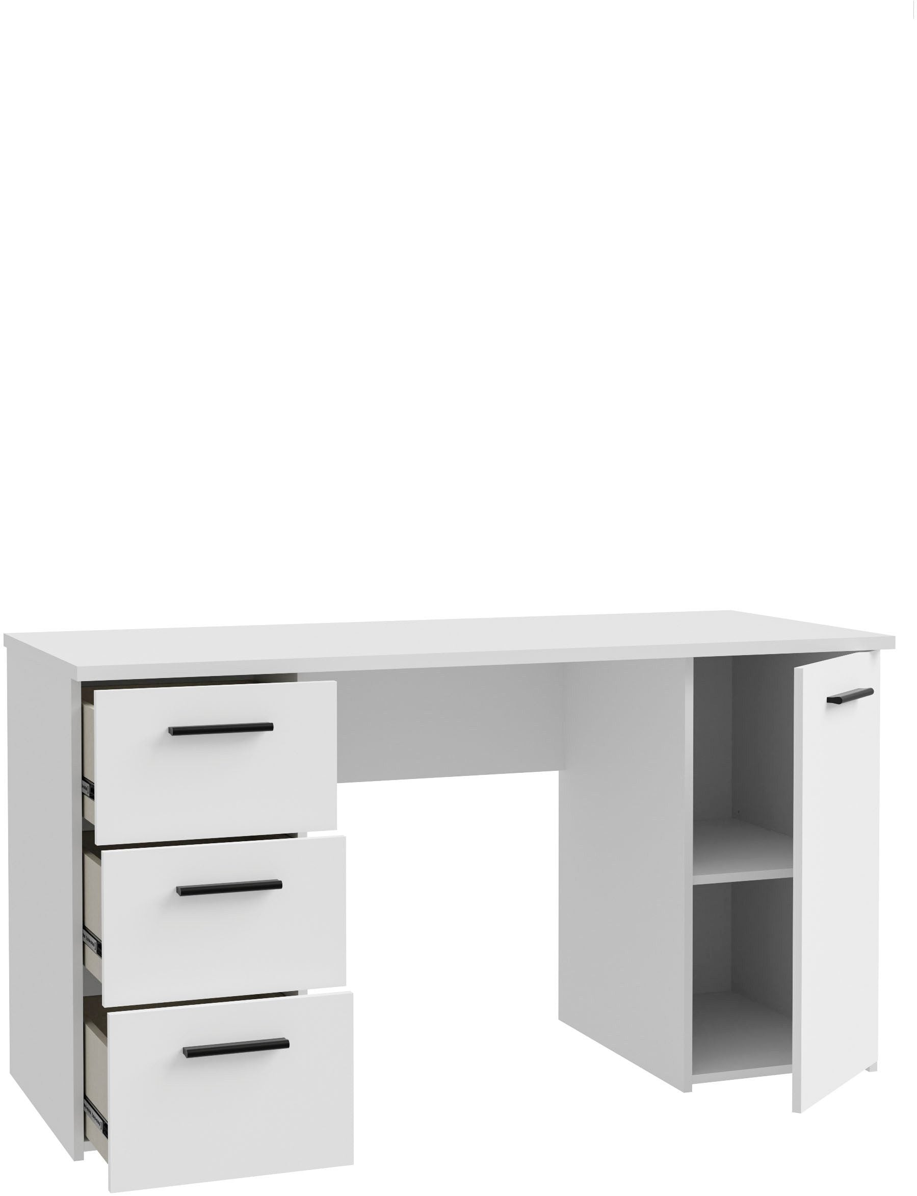 Birou Neuss cu sertare, PAL, alb, 138,2×60×75,3 cm Arboteca