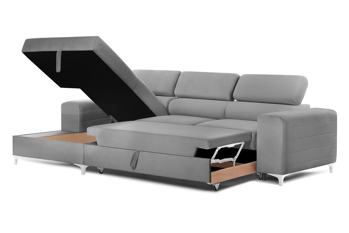 Colțar Extensibil LOFT NEW, cu lada depozitare, tetiere reglabile, 290x170x95 cm Prestige Home