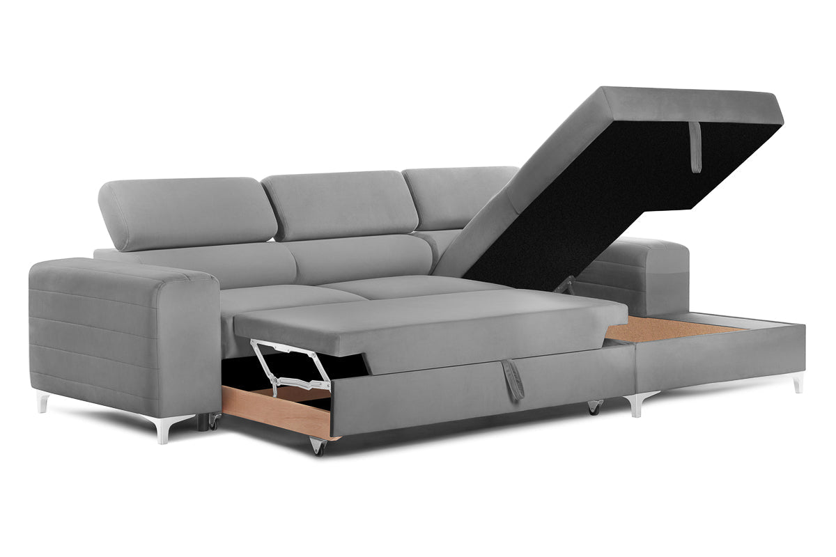 Colțar Extensibil LOFT NEW, cu lada depozitare, tetiere reglabile, 290x170x95 cm Prestige Home