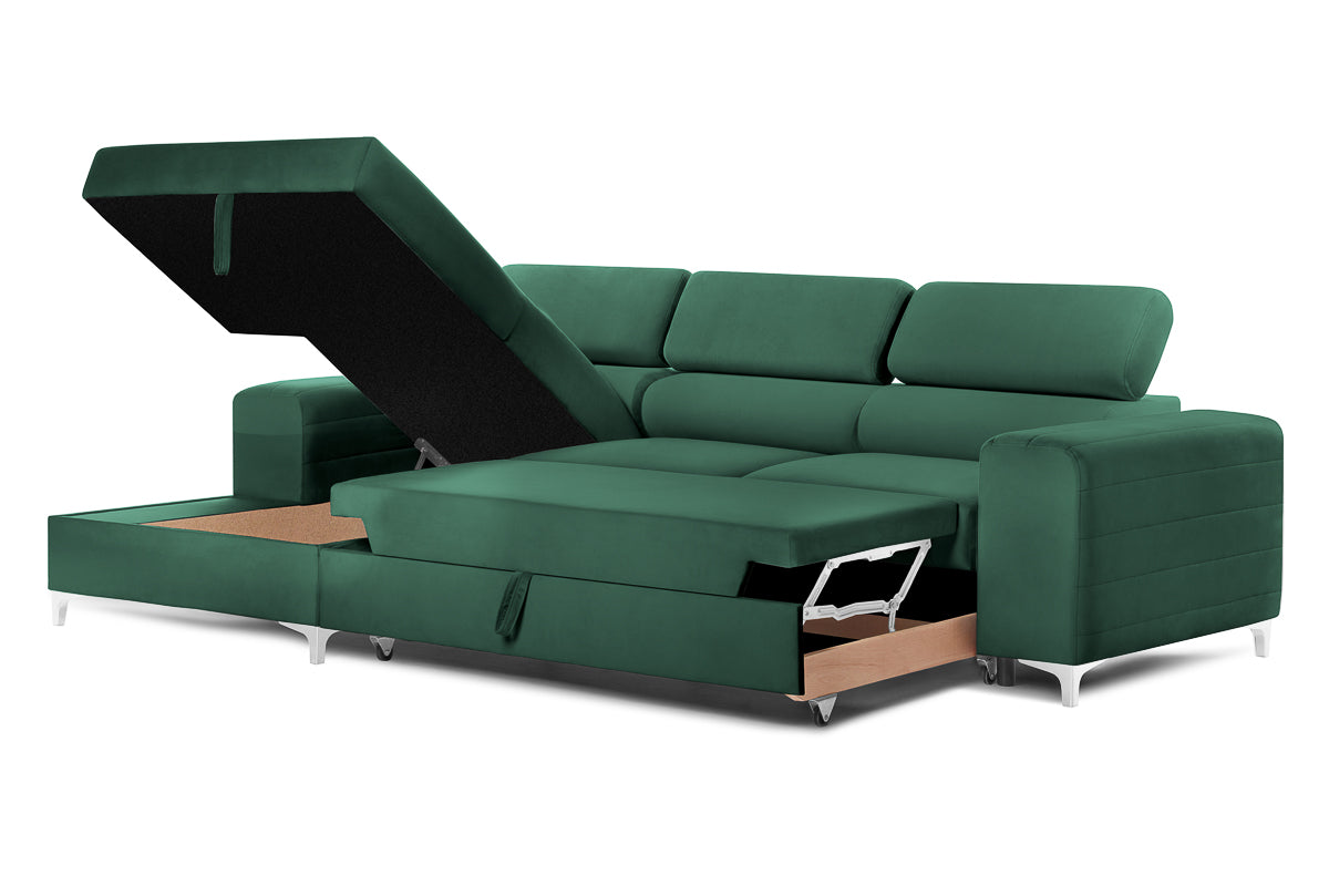 Colțar Extensibil LOFT NEW, cu lada depozitare, tetiere reglabile, 290x170x95 cm Prestige Home