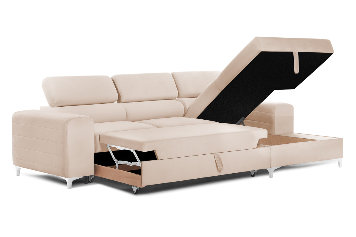Colțar Extensibil LOFT NEW, cu lada depozitare, tetiere reglabile, 290x170x95 cm Prestige Home