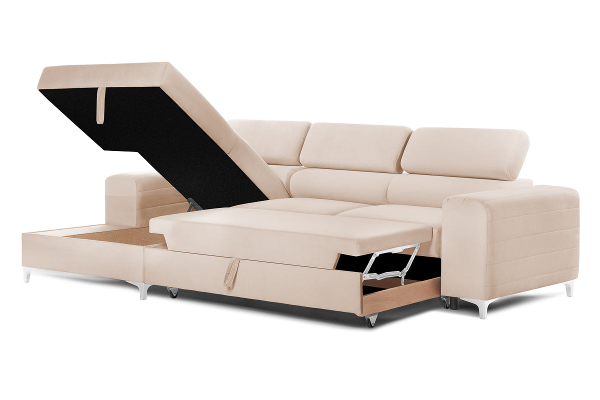 Colțar Extensibil LOFT NEW, cu lada depozitare, tetiere reglabile, 290x170x95 cm Prestige Home