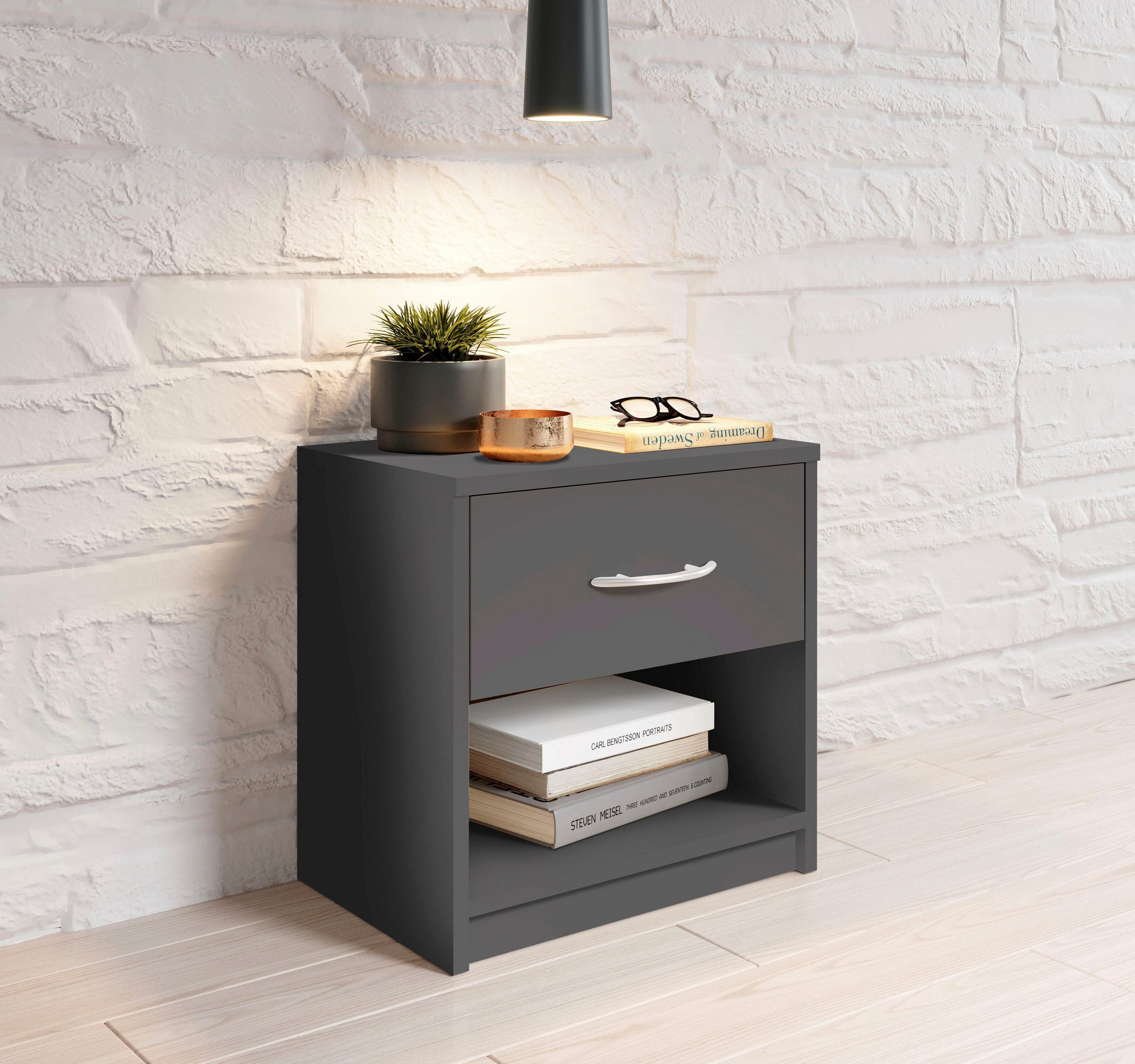 Noptiera Pepe, 39 cm latime, Negru Arboteca